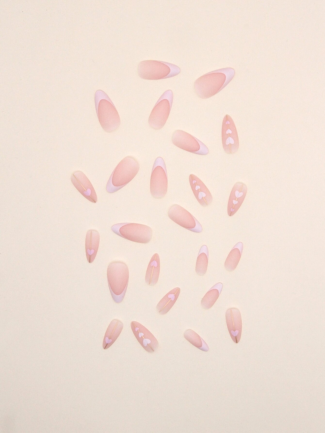 Kunstnägel Set French Herz rosa