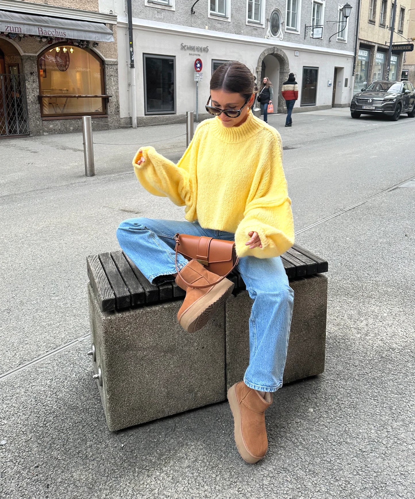 Oversize Kuschel-Pullover „Nata" Gelb