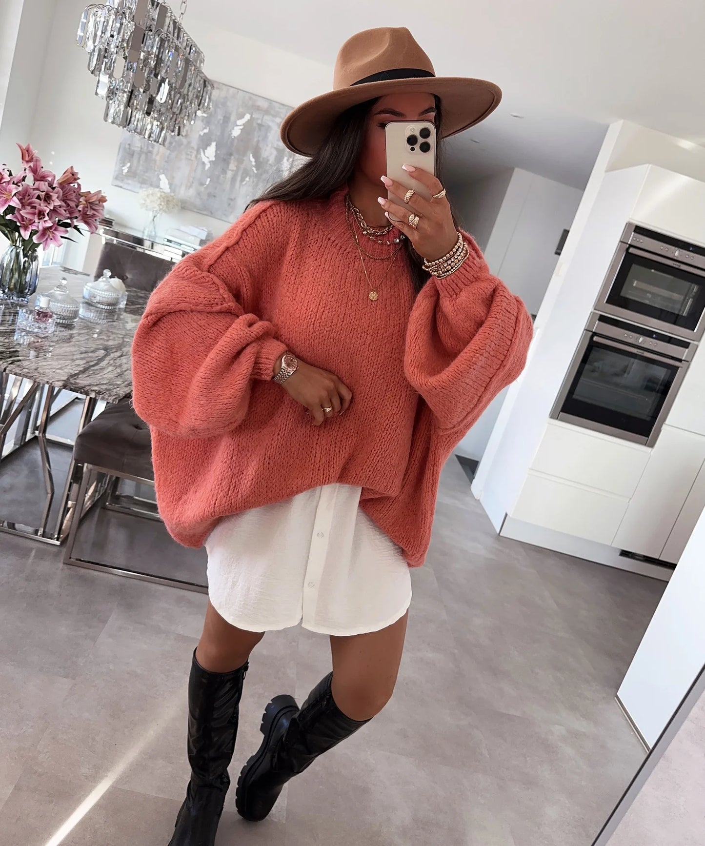 Oversize Kuschel-Pullover „Nata" Peach