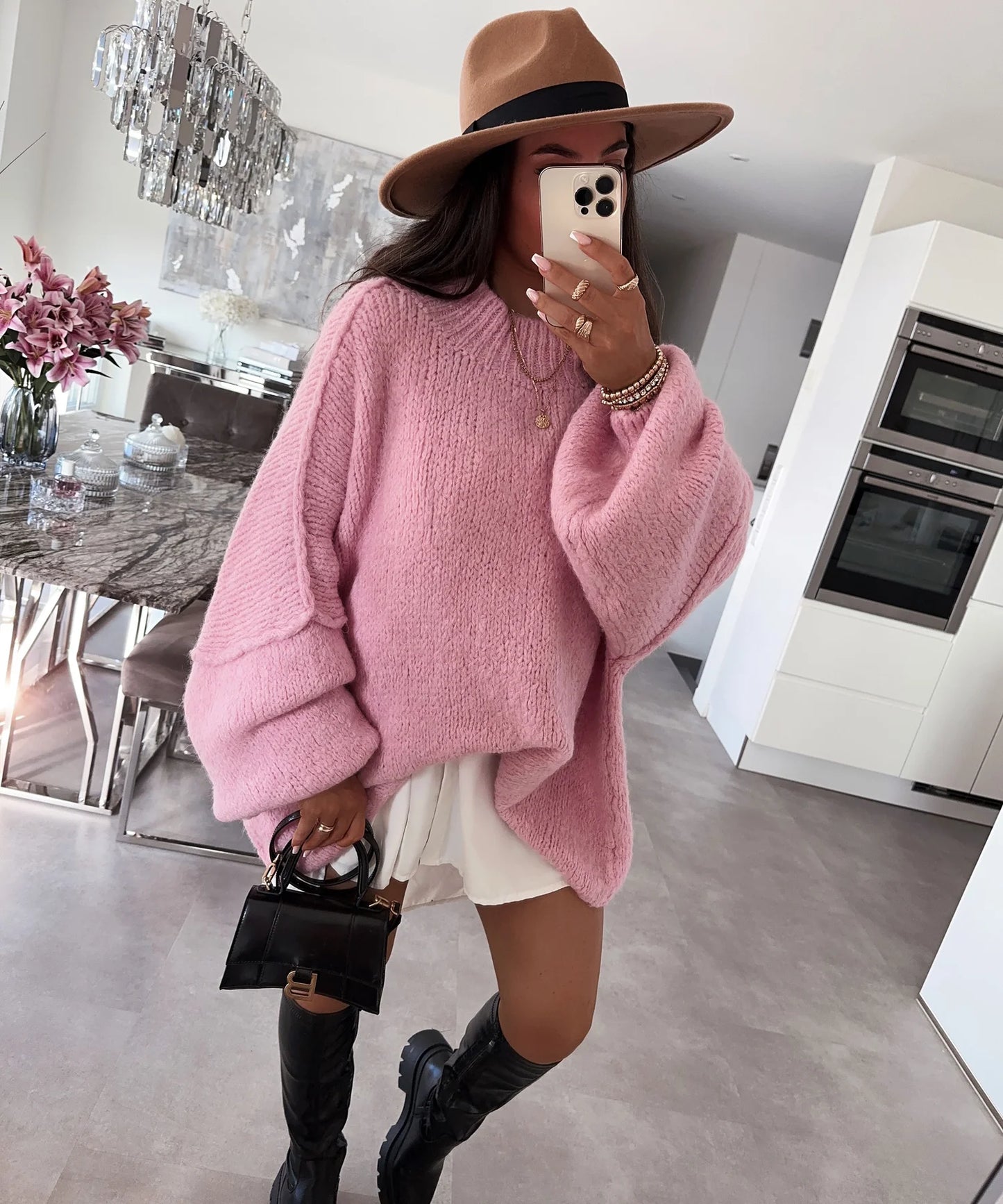 Oversize Kuschel-Pullover „Nata“ – Rosa