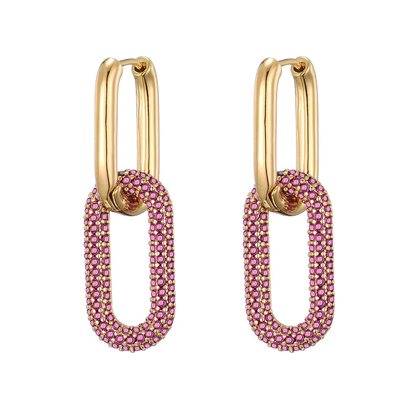 Pavé Drop Ohrringe Birdy gold rosa