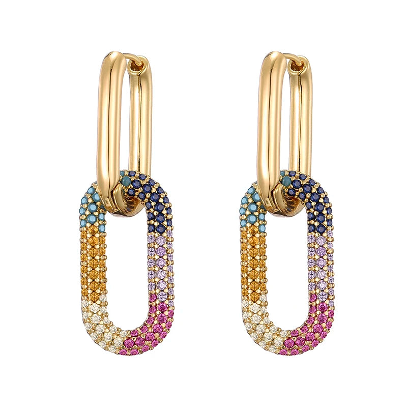 Pavé Drop Ohrringe Birdy gold multicolor