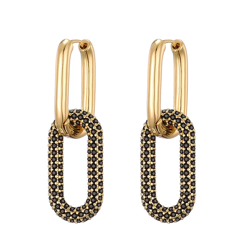 Pavé Drop Ohrringe Birdy gold schwarz
