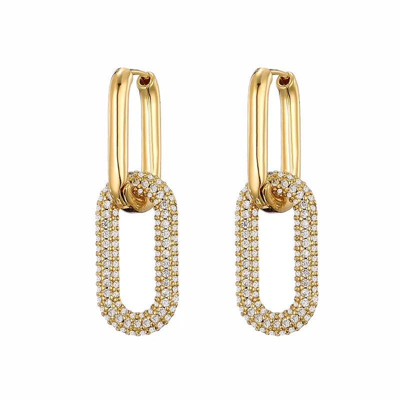 Pavé Drop Ohrringe Birdy gold weiß