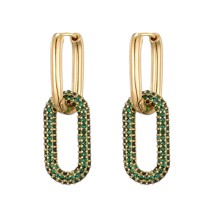 Pavé Drop Ohrringe Birdy gold grün