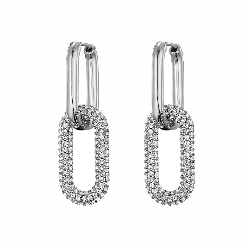 Pavé Drop Ohrringe Birdy silber weiß
