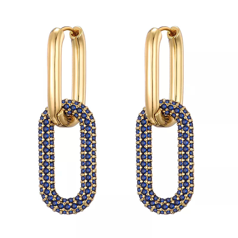 Pavé Drop Ohrringe Birdy gold blau