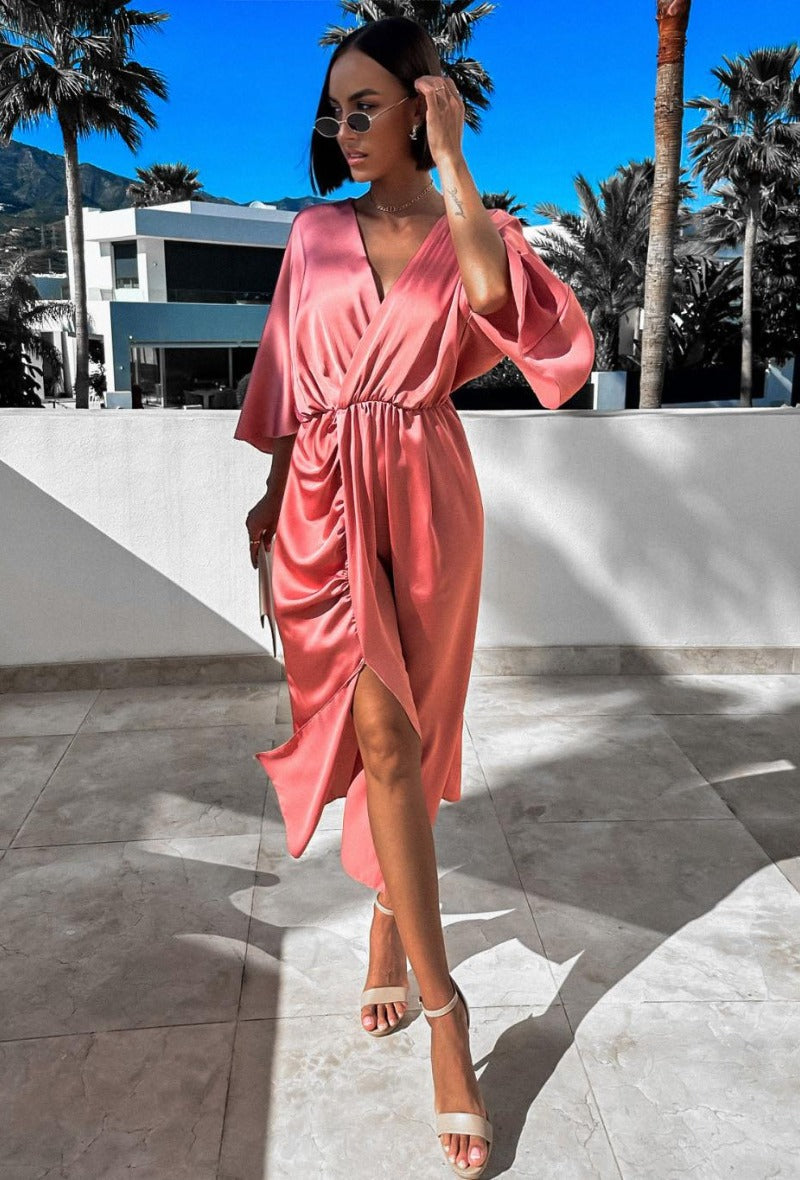 Satin Kleid Zoé altrosa