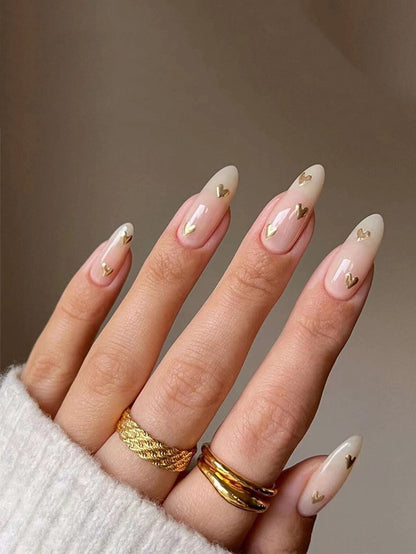 Kunstnägel Set French Herz gold