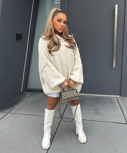 Oversize Kuschel-Pullover „Nata“ – Beige