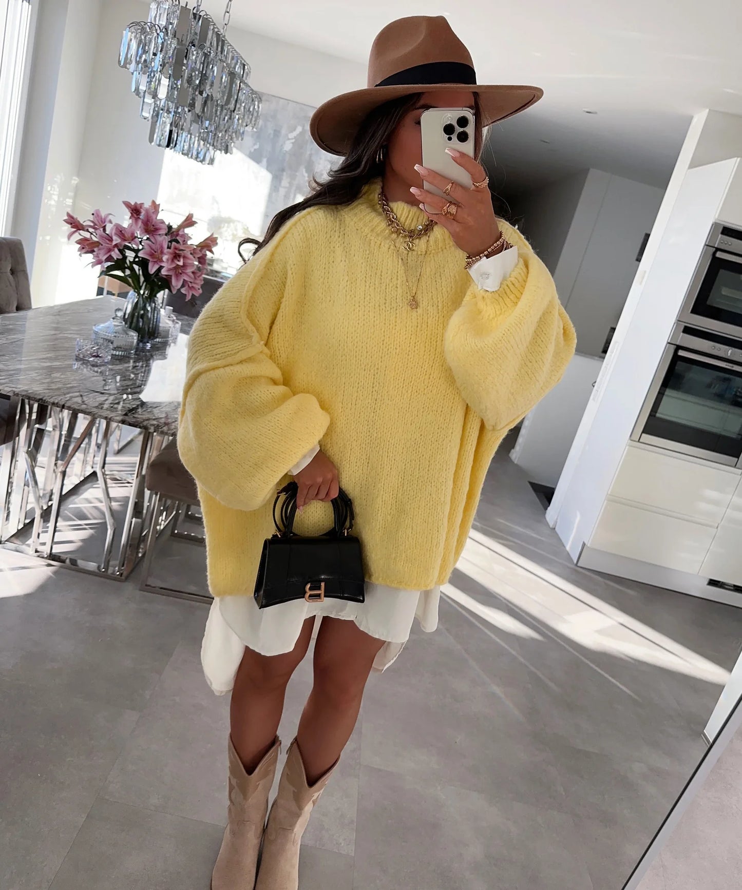 Oversize Kuschel-Pullover „Nata" Gelb