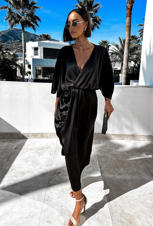 Satin Kleid Zoé schwarz