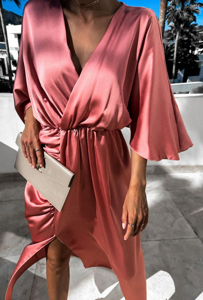 Satin Kleid Zoé altrosa