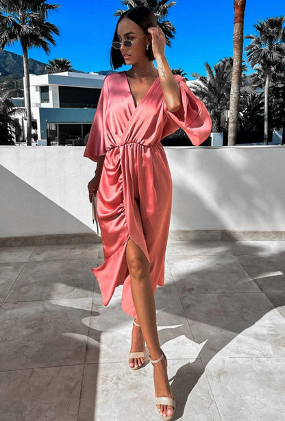 Satin Kleid Zoé altrosa
