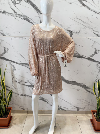 Paillettenkleid mit Gürtel
